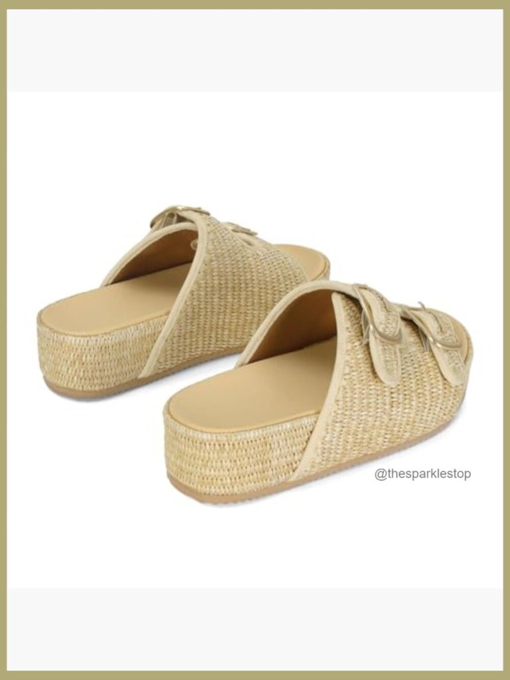 Platform Sandals Espadrille Wedges Woven Raffia Straw Sandals Double Buckle - Picture 6 of 7